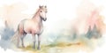 watercolor painting of fabulous horse in the meadow Royalty Free Stock Photo