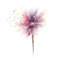 Watercolor painting of festive sparkler firework purple and pink lights on white background Royalty Free Stock Photo