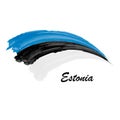 Watercolor painting flag of Estonia. Brush stroke illustration