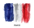 Watercolor Painting Flag Of France . Vector