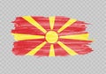 Watercolor painting flag of North Macedonia