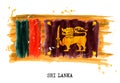 Watercolor painting flag of Sri lanka . Vector