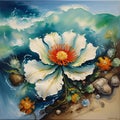 Watercolor painting of a flowe