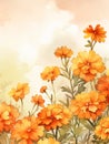 watercolor painting of flowers - yellow marigolds