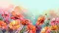 watercolor painting of flowers - zinnias
