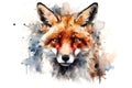 Watercolor painting of a fox on a white background. Wildlife Animals. Illustration, generative AI Royalty Free Stock Photo