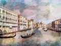 Watercolor painting Grand Canal Venice.,Italy.