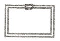 Watercolor painting of Gray rope frame with knots. Royalty Free Stock Photo