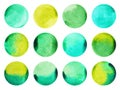 Watercolor painting green drop pattern design, hand drawing