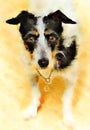 Watercolor Painting Of Jack Russell Terrier Dog. Vertical.