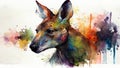 Watercolor painting of kangaroo white background Royalty Free Stock Photo