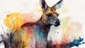 Watercolor painting of kangaroo white background Royalty Free Stock Photo