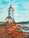 Watercolor painting, lighthouse