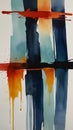 Watercolor Painting: A minimalist abstract painting featuring a single bold brushstroke, inviting viewers to interpret the