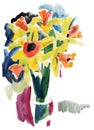 Watercolor painting narcissus flowers