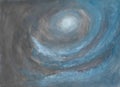 Watercolor painting nature background of storm or cyclone with dark clouds on paper. illustration of deep space and storm.