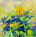 Watercolor painting original flower colorful of sun flower Royalty Free Stock Photo