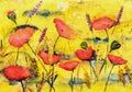 Watercolor painting, poppies