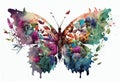 Watercolor painting of a pretty butterfly. Generative AI.