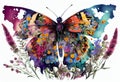 Watercolor painting of a pretty butterfly. Generative AI.