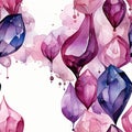 Watercolor painting of purple and pink diamonds with organic and flowing forms (tiled)