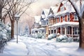 Watercolor painting realistic The atmosphere of houses