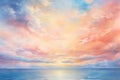 Watercolor painting realistic Stunning colorful sky at sunrise or sunset.