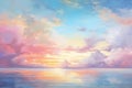 Watercolor painting realistic Stunning colorful sky at sunrise or sunset.