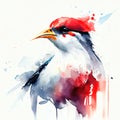 Watercolor painting of a red-crowned woodpecker AI generated