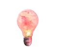 Watercolor red light bulb abstract.hand drawn isolated white background . Royalty Free Stock Photo