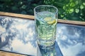 watercolor painting of refreshing, ice-cold glass of water on a hot day Royalty Free Stock Photo