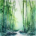 Watercolor image of a Bamboo forest