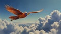 Watercolor painting: showcasing the titular character soaring through the sky on his majestic bird-like Royalty Free Stock Photo