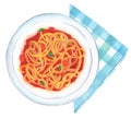 Spaghetti pomodoro watercolor illustration