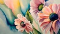 Watercolor painting style bizarre fantasy flowers