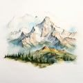 Hyper Realistic Watercolor Painting Of Autumn Mountain Range