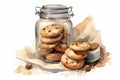 watercolor painting of tasty sweet American Cookie Royalty Free Stock Photo