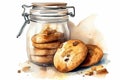 watercolor painting of tasty sweet American Cookies