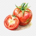 Watercolor painting of tomatoes on isolated Royalty Free Stock Photo