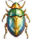 Watercolor painting of a tortoise beetle. Ai-generated