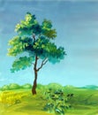 Watercolor painting of a tree Royalty Free Stock Photo