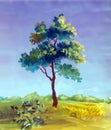 Watercolor painting of a tree Royalty Free Stock Photo