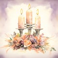 Watercolor painting of a unity candle ceremony during a wedding Royalty Free Stock Photo