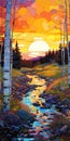 Vibrant Creek In Sublime Wilderness: Hyper Detailed Illustration Inspired By Erin Hanson