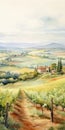 Watercolor Painting Of Vineyards In Tuscany: Spectacular Backdrop Inspired By J.m.w. Turner