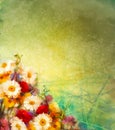Watercolor painting vintage flowers background Royalty Free Stock Photo