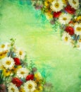 Watercolor painting vintage flowers background Royalty Free Stock Photo