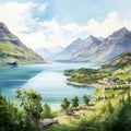 Watercolor Painting Of Waterton-glacier International Peace Park