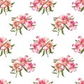 Beautiful white and pink lily seamless pattern. Bouquet of flowers. Floral print. Marker drawing.