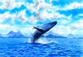 Watercolor Painting - Whale Breaching